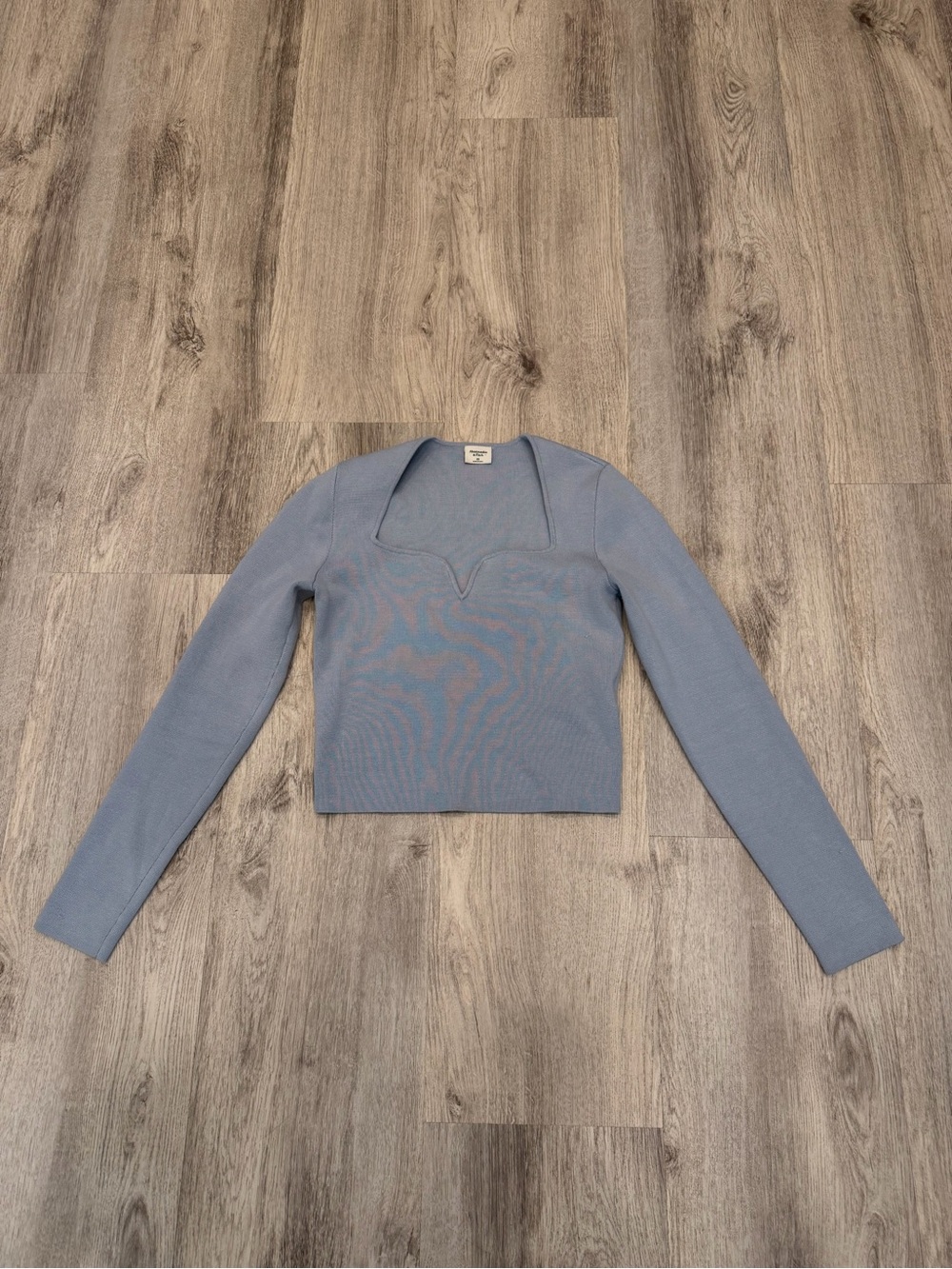 Abercrombie & Fitch Blue Square Neck Long Sleeve Knit Top XS